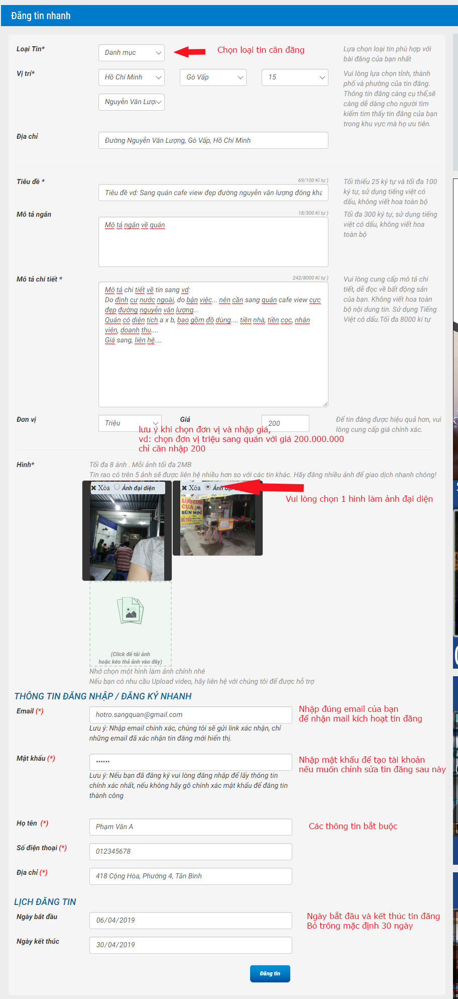 Hướng dẫn đăng tin sang nhượng miễn phí chi tiết nhất？ Chỉ 1 phút là xong!