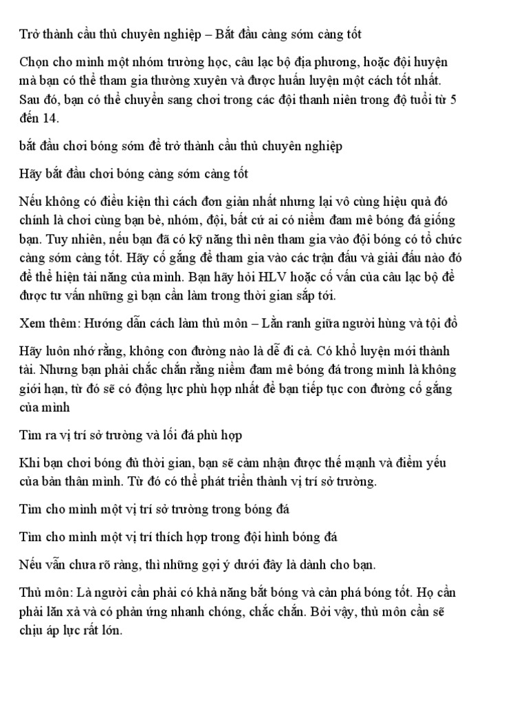 Cách trở thành cầu thủ bóng đá chuyên nghiệp, các chuyên gia chia sẻ kinh nghiệm!